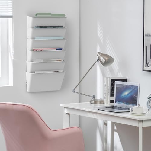 Gawerk Clear Acrylic Single Pocket, Plastic Hanging Wall Mount File Holder for Office Home (White, 8 Pack) - color: White, size: 8 Pack