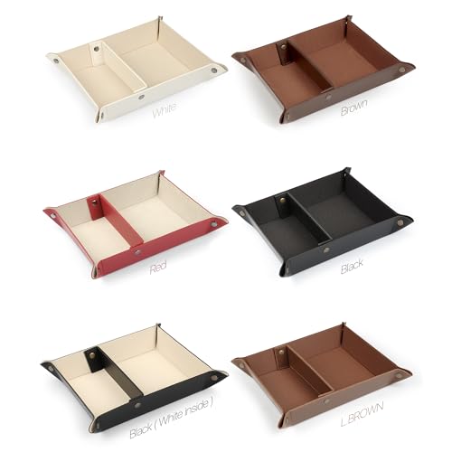 Londo Leather Tray Organizer - Practical Lightweight Water Resistant Computer Table Desk Storage Box for Wallets, Watches, Keys, Coins, Cell Phones and Office Equipment - color: Light Brown