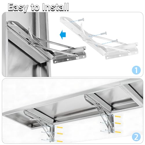 Concession Shelf Drop Down 12" x 48", Spliced Style Folding Concession Stand Shelf Commercial Grade Stainless Steel, Foldable Concession Shelves for Snack Bar, Food Cart, Movie Theater - size: 12" x 48"