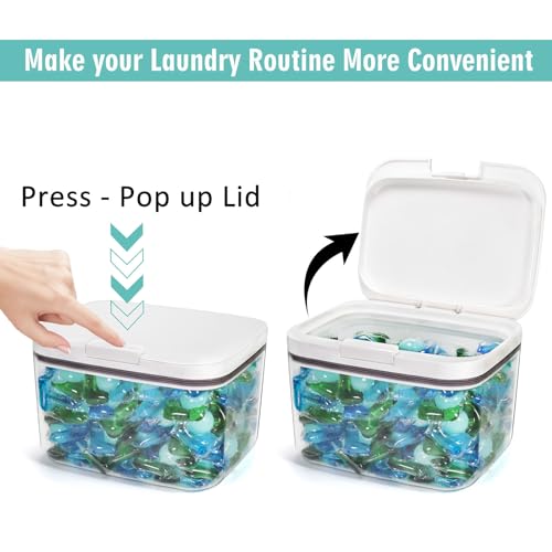 Pensino Laundry Pods Container Laundry Pod Holder with Lid, Laundry Room Storage Container for Detergent Pods Laundry Powder Scent Booster Container with Scoop (2 Pack) - size: 2.8L*2