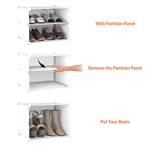 HOMIDEC Shoe Rack, 6 Tier Shoe Storage Cabinet 24 Pair Plastic Shoe Shelves Organizer for Closet Hallway Bedroom Entryway - color: White, style: 2 by 6