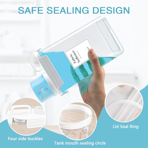 2 Pack Laundry Detergent Dispenser, 78oz Detergent Dispenser, Refluxable Laundry Detergent Container, Plastic Liquid Laundry Detergent Dispenser for Laundry Room Organization with 6 Labels - size: 78 Fl Oz (Pack of 2)