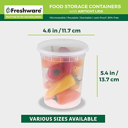 Freshware Food Storage Containers [24 Set] 32 oz Plastic Deli Containers with Lids, Slime, Soup, Meal Prep Containers | BPA Free | Stackable | Leakproof | Microwave/Dishwasher/Freezer Safe - size: 32 oz - 24 Sets