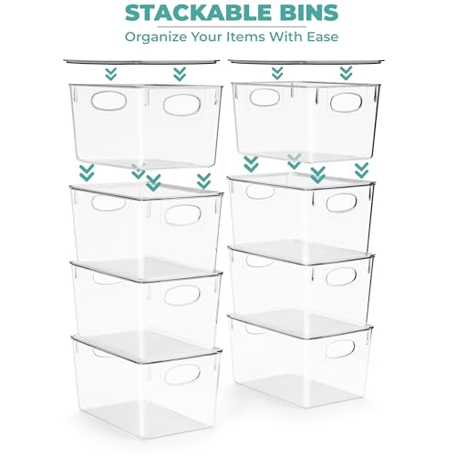 Sorbus Large Clear Plastic Bins with Lids – Stackable Organizer for Toys, Clothes, Medicine, Makeup, Closet, Art Supplies, Bathroom, Shoes – 8 Pack - size: Large, style: 8 Pack