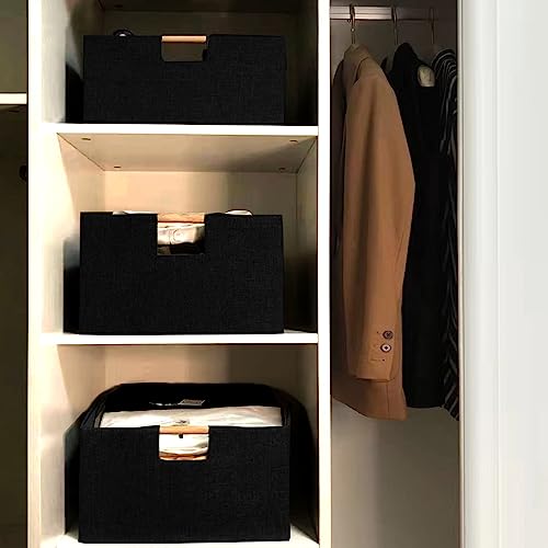 xianshengle Storage Bins & Fabric Storage Basket for Shelves - Decorative Baskets Storage Box Cubes Containers W/Handles for Closet Shelf Nursery Toy, Home, Office, Books,Bathroom (Black 2 Pack)