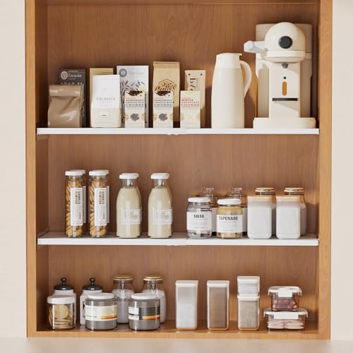 SANNO Adjustable Closet Organizer Shelf, 17-31" Tension Shelf with Heavy-Duty Adhesive - DIY Expandable Shelf Dividers for Cabinet, Pantry, Wardrobe, Kitchen, 1 Pack - size: 26-38'' * 15.8''W