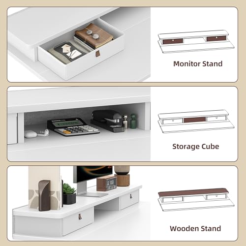 TIQLAB Standing Desk with Two Drawers, Stand Up Standing Desk Adjustable Height, Electric Sit Stand Table with Storage Shelf and Splice Board, 63 * 24 inch, White - color: White, size: 63*24 inch without keyboard tray