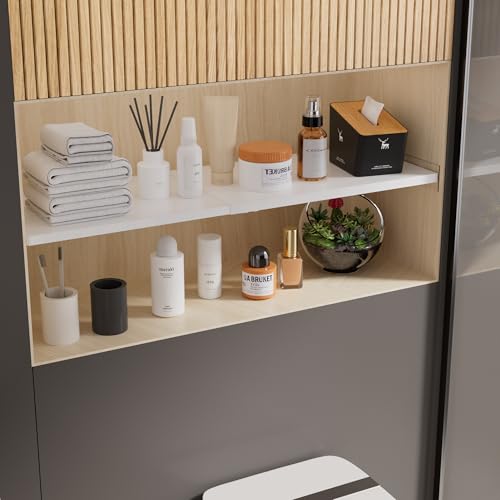 SANNO Adjustable Closet Organizer Shelf, 17-31" Tension Shelf with Heavy-Duty Adhesive - DIY Expandable Shelf Dividers for Cabinet, Pantry, Wardrobe, Kitchen, 1 Pack - size: 26-38'' * 15.8''W