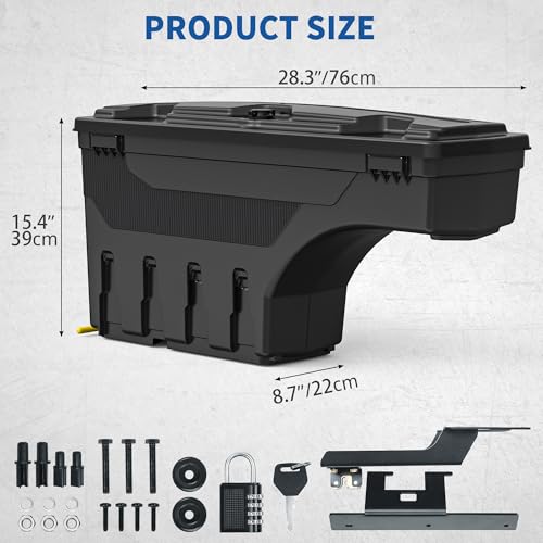 oEdRo Truck Bed Storage Tool Box Fits 2015-2026 Ford F150 Driver Side + Passenger Side, 180 Degree Rotation Rear Tool Boxs with Lockable Lid & Password Padlock, Black Waterproof Wheel Well Storage - size: Driver Side + Passenger Side