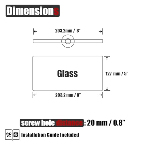 JQK Bathroom Glass Shelf Black, Tempered Glass Shower Storage 8 by 5 inches, 304 Stainless Steel Matte Black Wall Mount, TGS101L8-PB - color: Matte Black, size: 8 Inch (1 Pack)