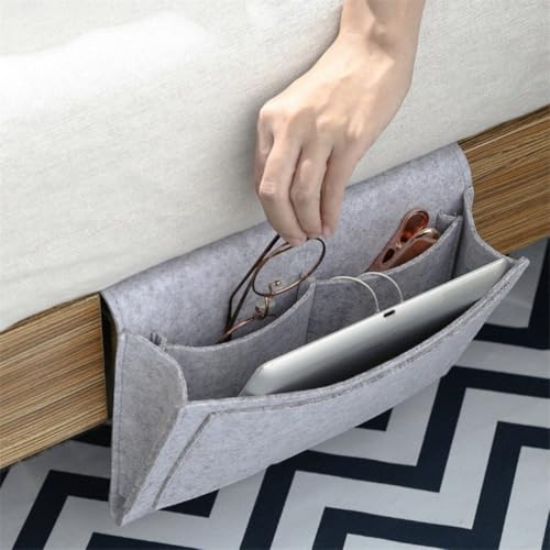 1PC Felt Hanging Storage Organizer Bag 6-Pocket Wall Mounted Holder for Remote Control Phone Tissue Bedside Sofa Caddy, Brown - color: Brown