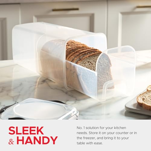 Tafura Bread Storage Container with Tray, Plastic Bread Box, Bread Container with Airtight Lid, Loaf Bread Keeper, Bread Holder for Homemade Bread, BPA Free - color: Black - 1 Pack