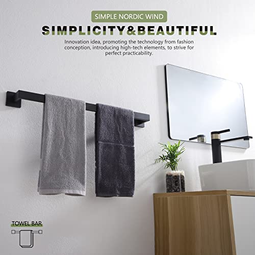 KOKOSIRI 24-Inch Single Towel Bar, Bathroom Kitchen Towel Holder, Wall Mounted SUS304 Stainless Steel Towel Rack 2 Pack, Matte Black, B4003BK-L24-P2 - color: Matte Black, size: 24-Inch (2 Pack)