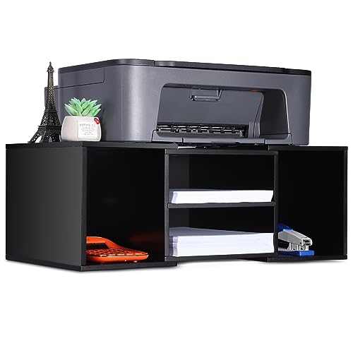 EMERIT Large Printer Stand, Adjustable Printer Table with Storage, 2-Tier Printer Riser Desktop Paper Organizer Shelf for Home Office,23'' x12.3'' x 8.7'' (Black) - color: Black, size: X-Large