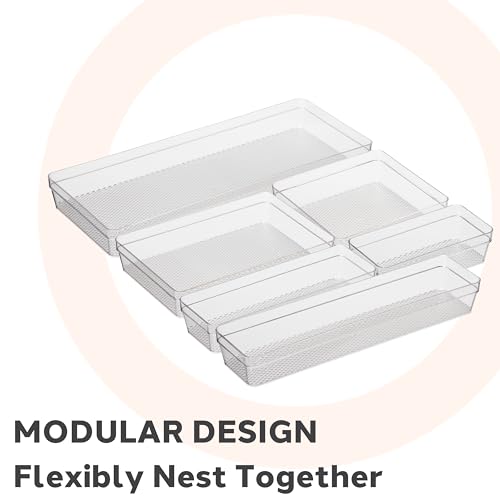 Oggi Clear Drawer Organizer - 3" X 12.5" - Ideal for Organizing Kitchen Drawers, Office, Desk, Silverware, Kitchen Utensils, Cosmetics and Bathrooms - size: 3" by 12"