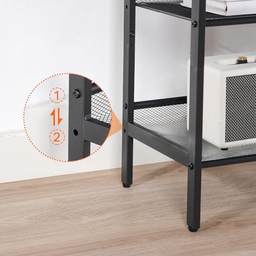 HOOBRO Black Side Table, 3-Tier Metal Side Table, Small Black Table with 2 Flat or Slant Adjustable Shelves for Small Spaces, Hallway, Living Room, Bedroom, Sturdy, Easy Assembly, Black BB23BZ01G1 - color: Black