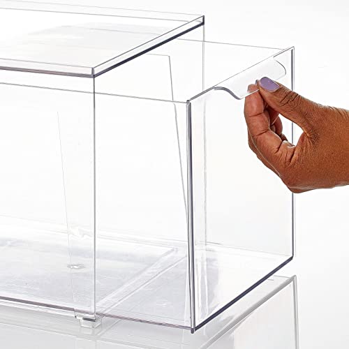 mDesign Plastic Stackable Bathroom Storage with Pull Out Bin Organizer Drawer for Cabinet, Vanity, Shelf, Cupboard, Cabinet, or Closet Organization - Lumiere Collection - Clear - size: 8 x 12 x 8 (Pack of 1)