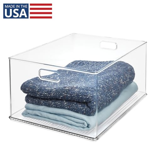 iDesign Recycled Plastic Stackable Storage Bin with Handles - Clear