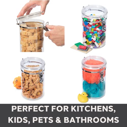 Oggi 4pc Clear Canister Set with Clamp Lids & Spoons - Airtight Food Storage Containers, Ideal for Kitchen & Pantry Storage of Bulk, Dry Food Including Flour, Sugar, Coffee, Rice, Tea, Spices & Herbs - size: 4-Piece Set