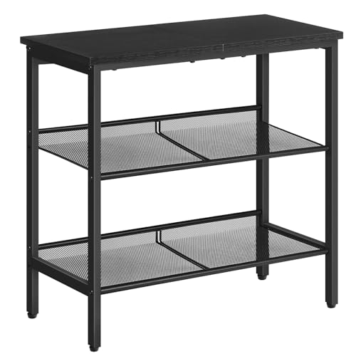 HOOBRO Black Side Table, 3-Tier Metal Side Table, Small Black Table with 2 Flat or Slant Adjustable Shelves for Small Spaces, Hallway, Living Room, Bedroom, Sturdy, Easy Assembly, Black BB23BZ01G1 - color: Black