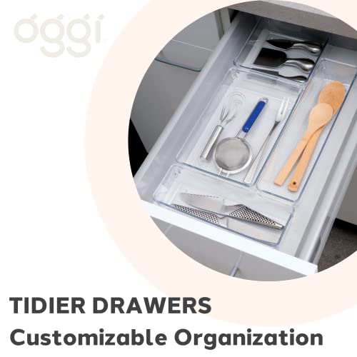 Oggi Clear Drawer Organizer - 3" X 6.25"- Ideal for Organizing Kitchen Drawers, Office, Desk, Silverware, Kitchen Utensils, Cosmetics and Bathrooms - size: 3" by 6"