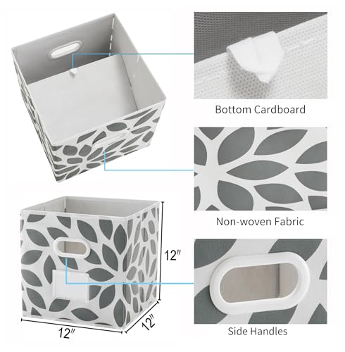 MAX Houser Fabric Storage Bins Cubes Baskets Containers with Dual Plastic Handles for Home Closet Bedroom Drawers Organizers, Flodable,Grey, Set of 6 - color: 21 grey