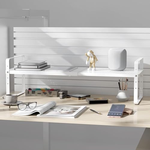 Expandable Cabinet Shelf Organizer Adjustable Metal Spice Rack Stackable Freestanding Counter Storage Shelves for Kitchen Cabinet Under Sink Office Desk (White - 3Pack - L16.5-27'' * W8'' * H9.6'') - color: White - 3pack - L16.5-27'' * W8'' * H9.6''