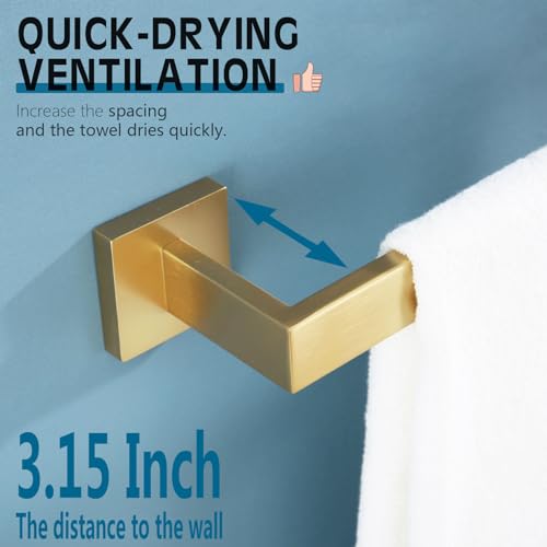 KOKOSIRI 12 Inch Hand Towel Holder Bath Towel Bar Kitchen Dish Cloths Hanger Stainless Steel Wall Mount, Brushed Gold, B4003BG-L12 - color: Brushed Gold, size: 12-Inch
