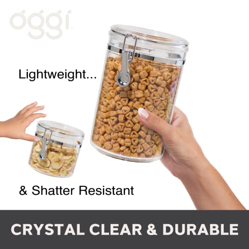 Oggi 4pc Clear Canister Set with Clamp Lids Airtight Containers in Sizes Ideal for Kitchen & Pantry Storage of Bulk, Dry Foods Including Flour, Sugar, Coffee, Rice, Tea, Spices & Herbs (Pack of 3) - size: 4-Piece Set (Pack of 3)