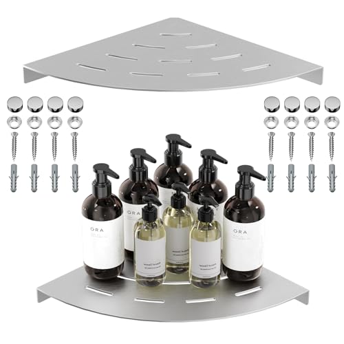Corner Shower Shelves Load Capacity 40 Lbs 304 Stainless Steel Shelf for Shower Will Not Rust 8in Shower Corner Shelf Brushed Nickel Drilling Installation - color: Brushed Nickel