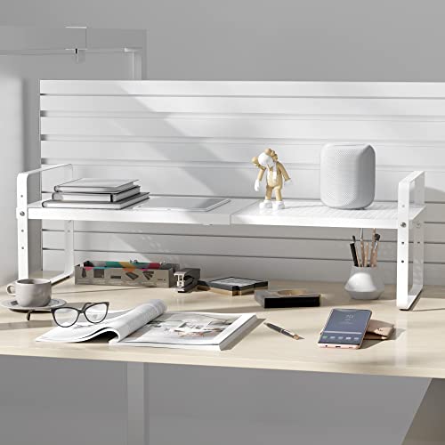 Expandable Cabinet Shelf Organizer Adjustable Metal Spice Rack Stackable Freestanding Counter Storage Shelves for Kitchen Cabinet Under Sink Office Desk (White - 1Pack - L16.5-27'' * W10.2'' * H9.6'') - color: White - 1pack - L16.5-27'' * W10.2'' * H9.6''