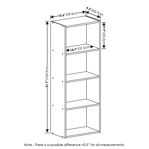 Furinno Luder Bookcase / Book / Storage, 4-Tier, Pink/White - color: White/Pink, size: 4-Tier, 9.3 x 15.6 x 41.7