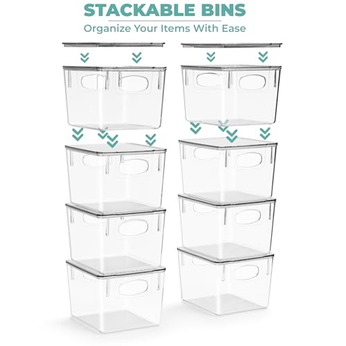 Sorbus Medium Plastic Storage Bins with Lids, Stackable, Toy, Clothes, Medicine, Makeup, Closet, Art Supply, Bathroom, Shoe, Toy Storage Organizer (8 Pack) - size: Medium, style: 8 Pack