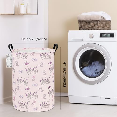 FANKANG Storage Basket, Nursery Hamper Canvas Laundry Basket Foldable with Waterproof PE Coating Large Storage Baskets for Kids Boys and Girls, Office, Bedroom, Clothes,Toys(Princess Castle) - color: Princess Castle