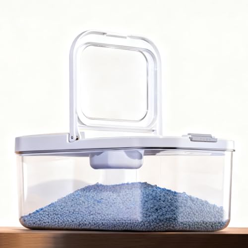 LivLab Mker Laundry Detergent Dispenser with One-Press Lid,Clear PET Powder container with Measuring spoon, Pods container 6L/13Lbs/200oz(290 Pods) - color: 2.2l-g