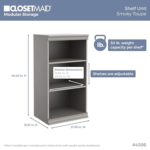 ClosetMaid Modular Storage 68.76-78.78-inch W 4-Drawer 19-Shelf Wood Closet System with Doors, Smoky Taupe - color: Smoky Taupe