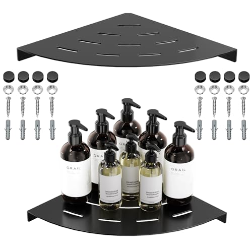 Corner Shower Shelves Load Capacity 40 Lbs 304 Stainless Steel Shelf for Shower Will Not Rust 8in Shower Corner Shelf Matte Black Drilling Installation - color: Matte Black