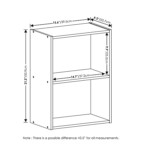 Furinno Luder Bookcase / Book / Storage, 2-Tier, Pink/White - color: White/Pink, size: 2-Tier, 9 x 16 x 21