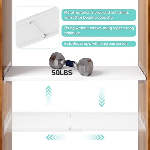 Expandable Closet Tension Shelves Organizers, Heavy-Duty Metal Tension Shelf, Adjustable Locker Shelf Cabinet for Closets Wardrobe Pantry Cupboard Kitchen Laundry - size: 1Pack/Normal, Large, W11.8" x L(17 "~ 31.5")