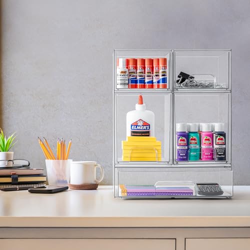Sorbus Acrylic Storage Containers - 2 Pack, Stackable Storage Bins Set for Bathroom Organization - Clear Acrylic Drawer Organizers - Makeup Case Pull-Out Drawers (7.6’’ Tall) - size: 2 Pack, 7.6’’ Tall