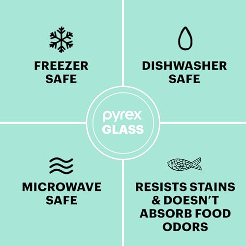 Pyrex Simply Store Glass Food Storage Container, Snug Fit Non-Toxic Plastic BPA-Free Lids, Freezer Dishwasher Microwave Safe, 4 Cup - size: 4 Cup