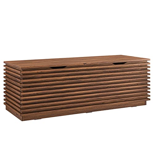 Modway Render 47" Wood Grain Storage Bench in Walnut - color: Walnut