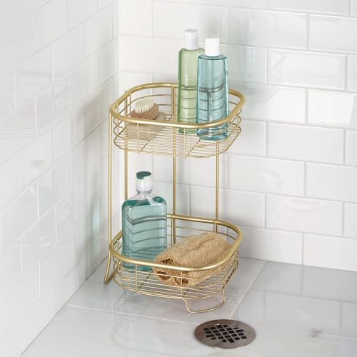 iDesign 2-Tier Bathroom Freestanding Square Shower Caddy Organizer - Gold - color: Gold
