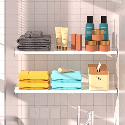 Closet Shelf Organizer Expandable Cabinet Tension Shelf Divider Heavy Duty Metal DIY Shelf Separator for Wardrobe Cupboard Cabinet Pantry Kitchen Bathroom,White,2packs - size: 7.9"D x 16.9"-31.5"W-2PCS
