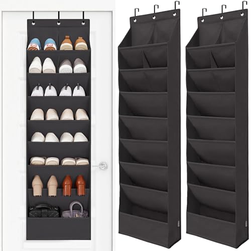 STORAGE MANIAC Over the Door Shoe Organizer Heavy-Duty Large Deep Pocket Hanging Shoe Organizer Shoe Rack Door Closet Shoe Organizer for Wall, Dorm & Narrow Door Storage Shoe Holder Black, 2 Pack - color: Black, size: 2 pack
