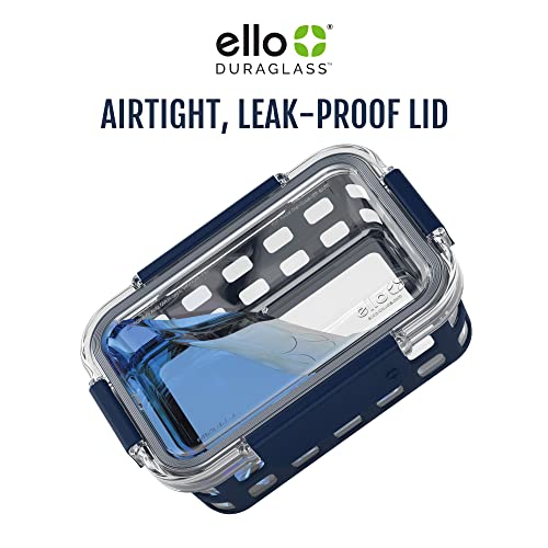 Ello Duraglass Mixed Meal Prep Sets Leak-Proof Glass Food Storage Containers with Silicone Sleeves and Airtight BPA-Free Lids, Dishwasher, Microwave, and Freezer Safe - color: Blue La La