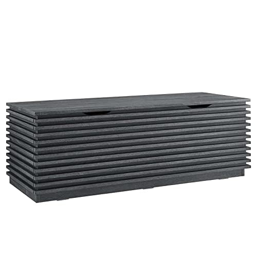 Modway Render 47" Wood Grain Storage Bench in Charcoal - color: Charcoal