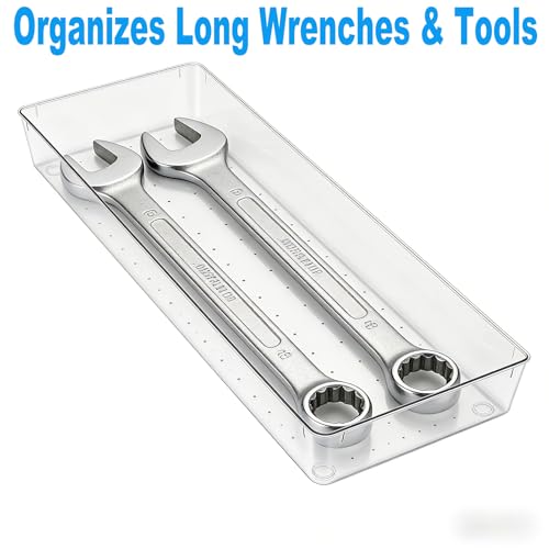 14 Pcs Clear Plastic Drawer Organizer Tray with 2 Pcs 15"x6" Extra Large Trays, Multi-Purpose Storage Bins for Vanity, Makeup, Kitchen Utensils, Bathroom, Office Desk, Auto Tools & Craft Supplies - size: 2 Pack 15×6", 3 Pack 9×6", 9 Pack 3×6"
