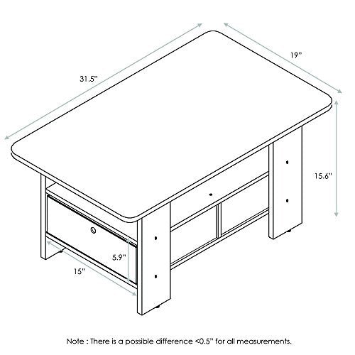 Furinno Coffee Table with Bins, Espresso/Brown - color: Espresso/Brown, style: 2 Bin