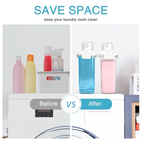 2 Pack Laundry Detergent Dispenser, 78oz Detergent Dispenser, Refluxable Laundry Detergent Container, Plastic Liquid Laundry Detergent Dispenser for Laundry Room Organization with 6 Labels - size: 78 Fl Oz (Pack of 2)